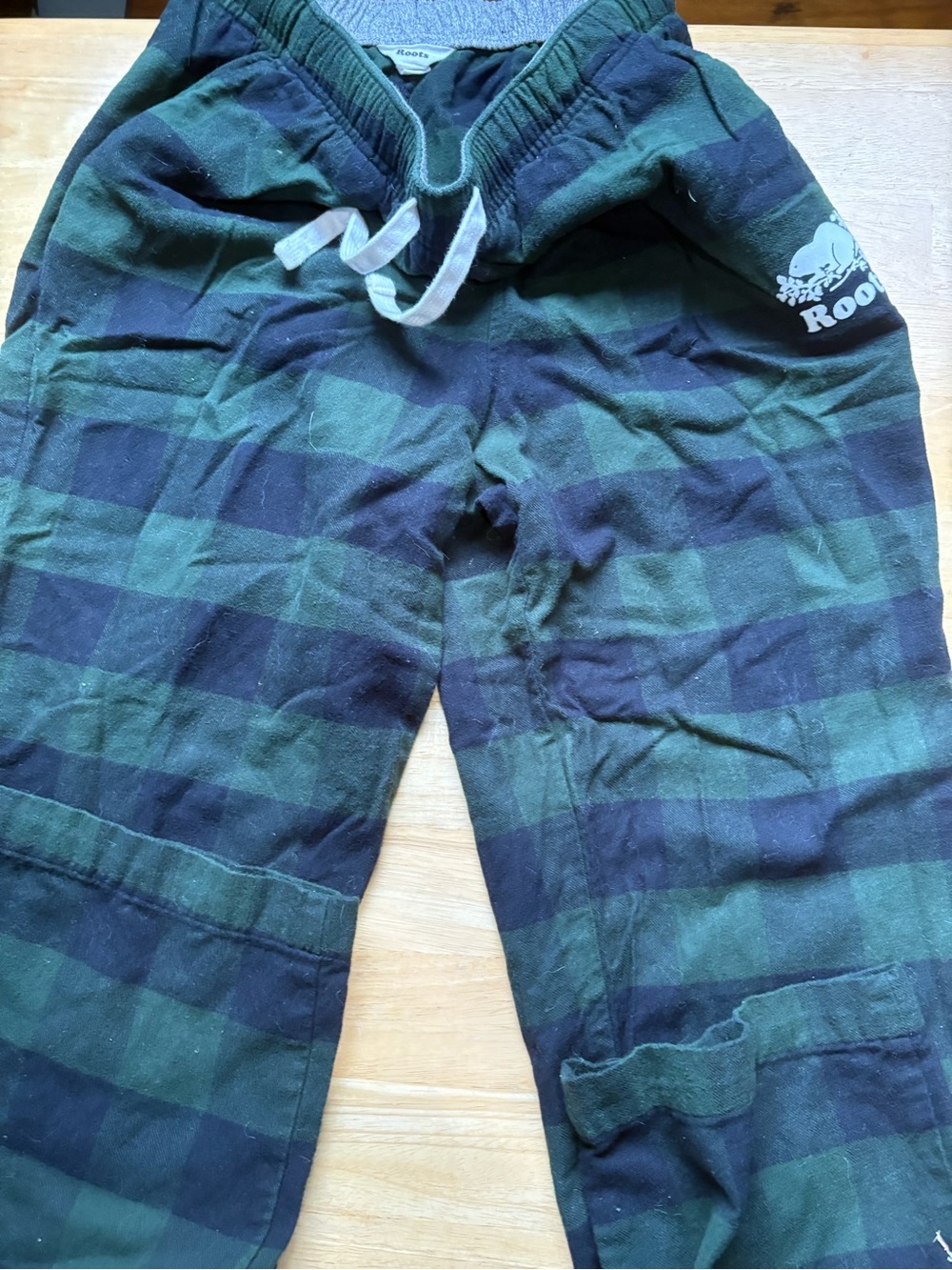 Roots Kids Green and Black Plaid Pajama Bottoms